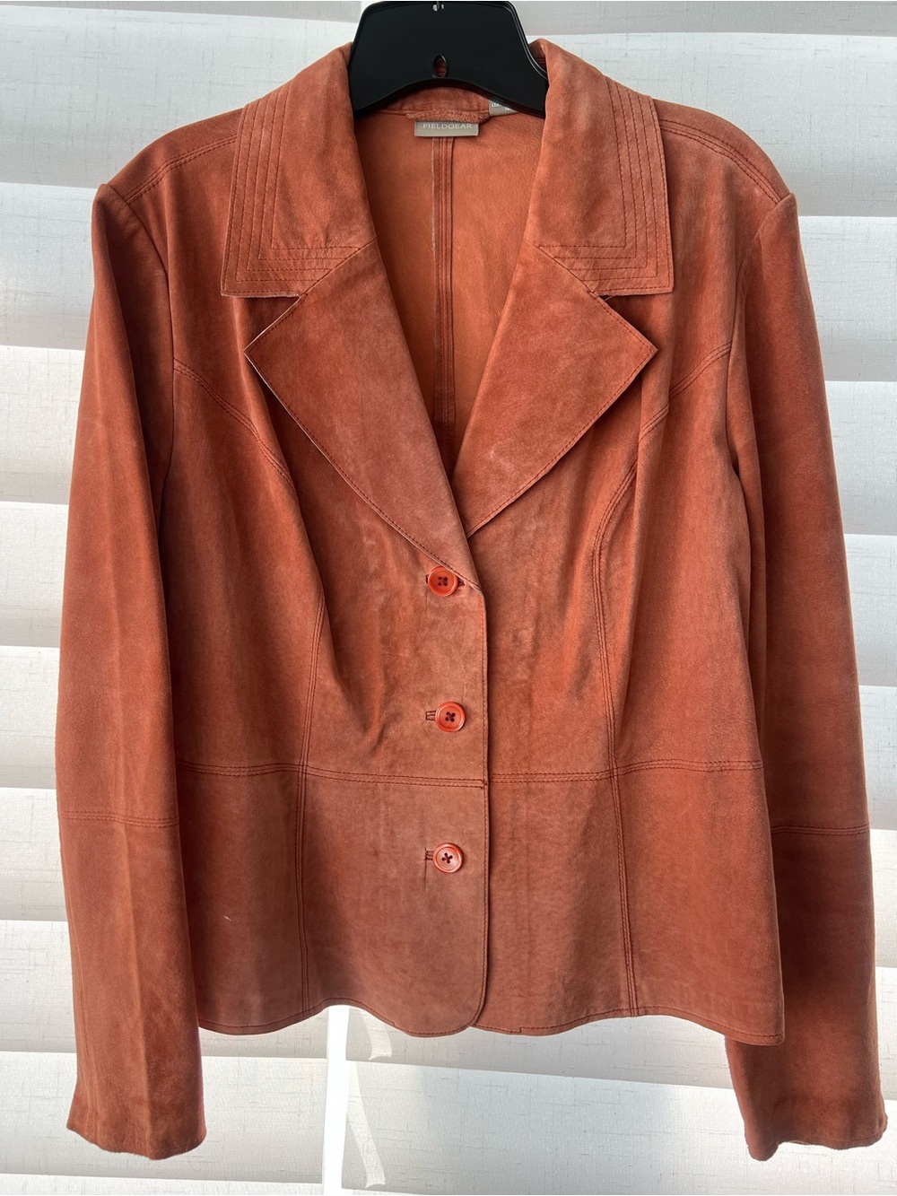 Women’s Suede Button-Front Jacket in Peach/Rust